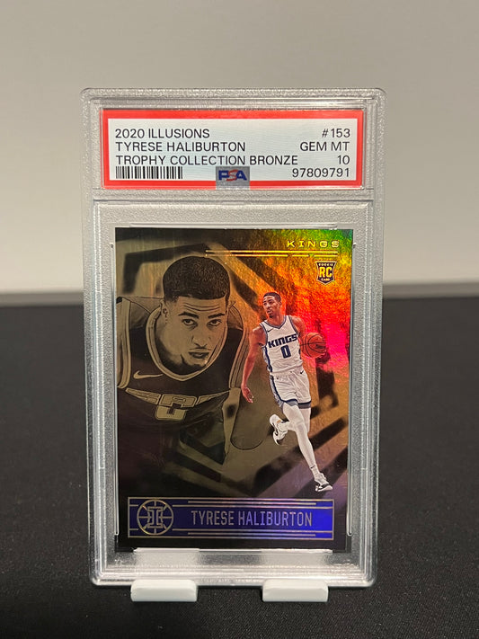 2020 ILLUSIONS TYRESE HALIBURTON TROPHY COLLECTION BRONZE PSA 10